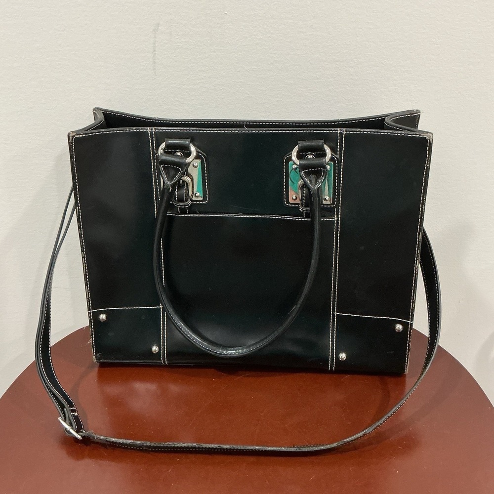 Wilsons Genuine Black Leather Women's Briefcase Laptop Bag Satchel Purse
